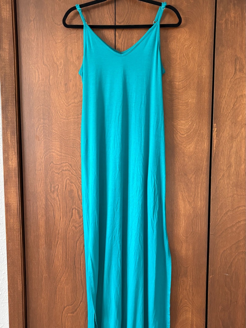 Women's Teal Slip Maxi Dress - Sleeveless V-Neck